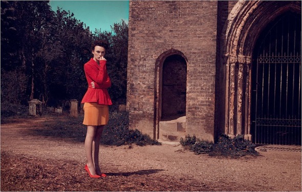 brilliant photoshoot kiera knightley red rustic scene